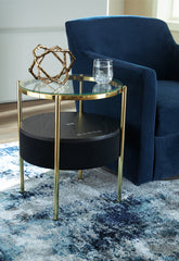 Tampa Furniture Outlet Lutz - Ashley Furniture - Nedman Accent Table with Speaker - Accent Table with Speaker / Black/Gold Finish - A4000669