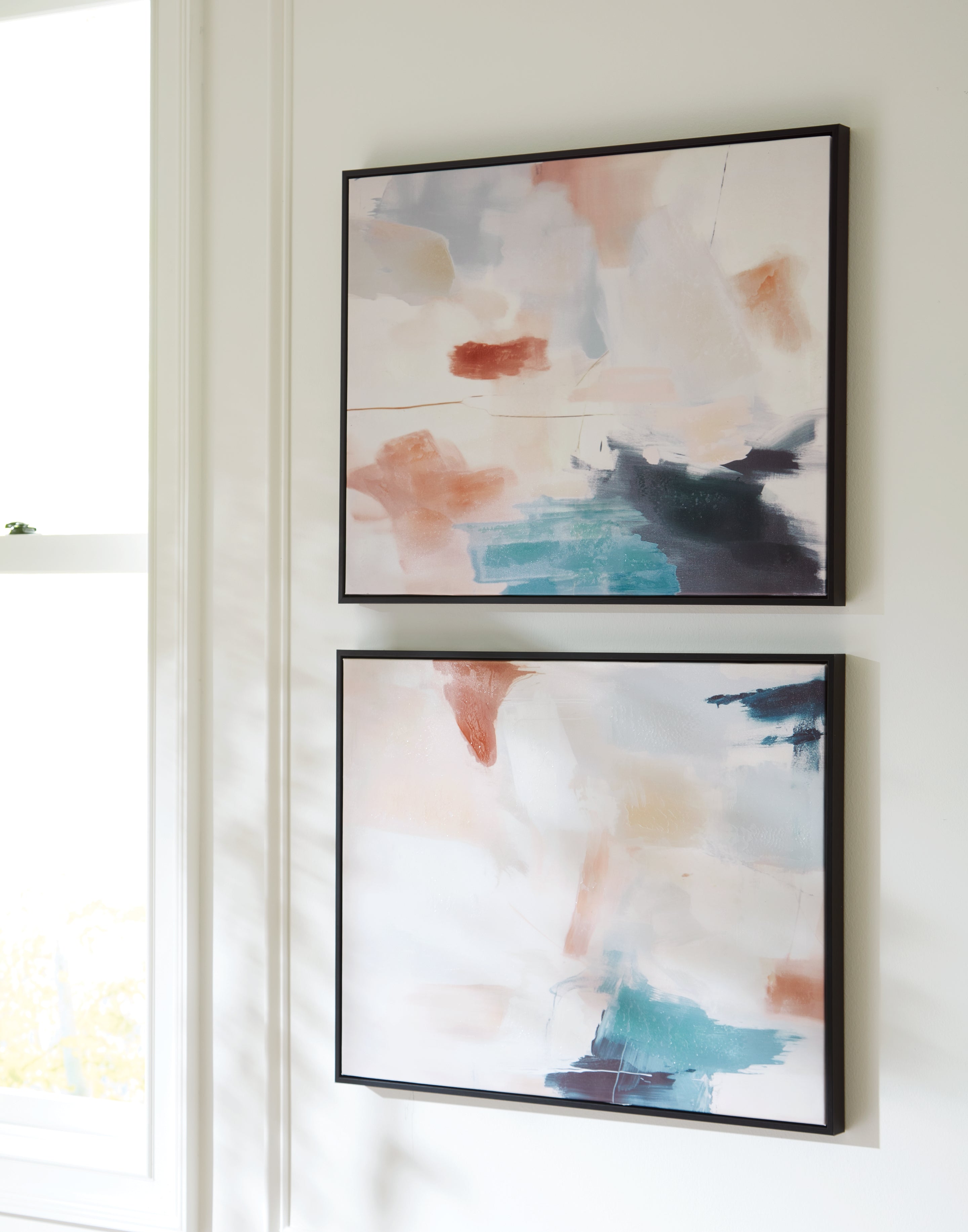 Tampa Furniture Outlet Lutz - Ashley Furniture - Caldish Wall Decor - Wall Art Set (Set of 2) / Blue/White/Pink - A8000415