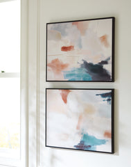 Tampa Furniture Outlet Lutz - Ashley Furniture - Caldish Wall Decor - Wall Art Set (Set of 2) / Blue/White/Pink - A8000415