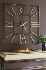 Tampa Furniture Outlet Lutz - Ashley Furniture - Thames Wall Decor - Wall Clock / Black/Gold Finish - A8010112