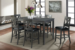 Alex Grey 60" 7 PC Counter Set (Grey Table with Black PU Seat) – SKU DAX4007CS | Elements