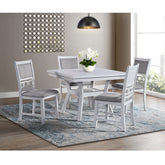 Amherst Dining Side Chair W/Fabric Cushion Side Stretcher White Finish (2 Per Pack) – SKU DAH700SC | Elements