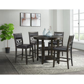 Amherst Counter Height 5PC Dining Set-Table and Four Faux Leather Side Chairs in Walnut – SKU DAH555PC5PC | Elements