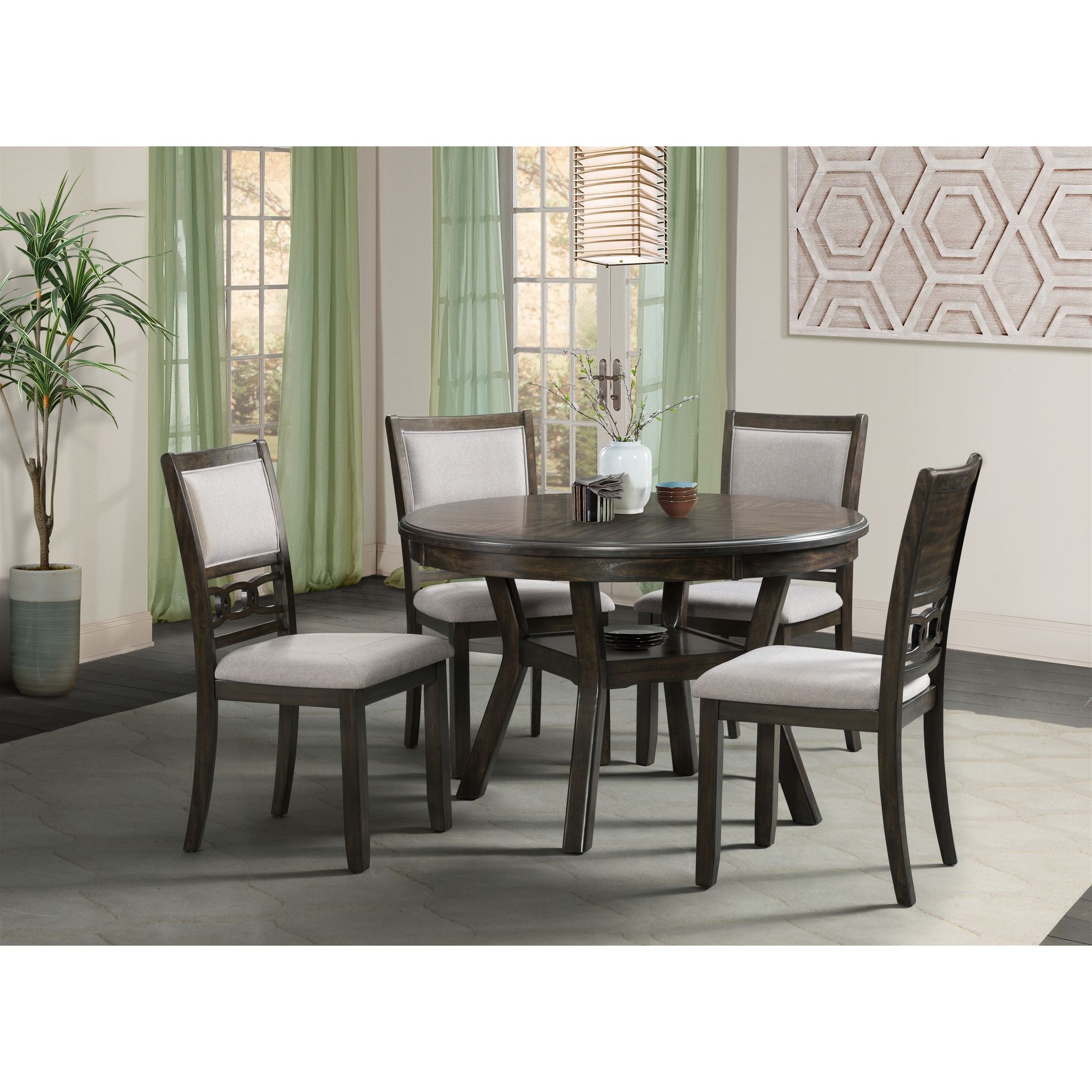 Amherst Standard Height 5PC Dining Set-Table and Four Side Chairs in Walnut – SKU DAH5005PC | Elements