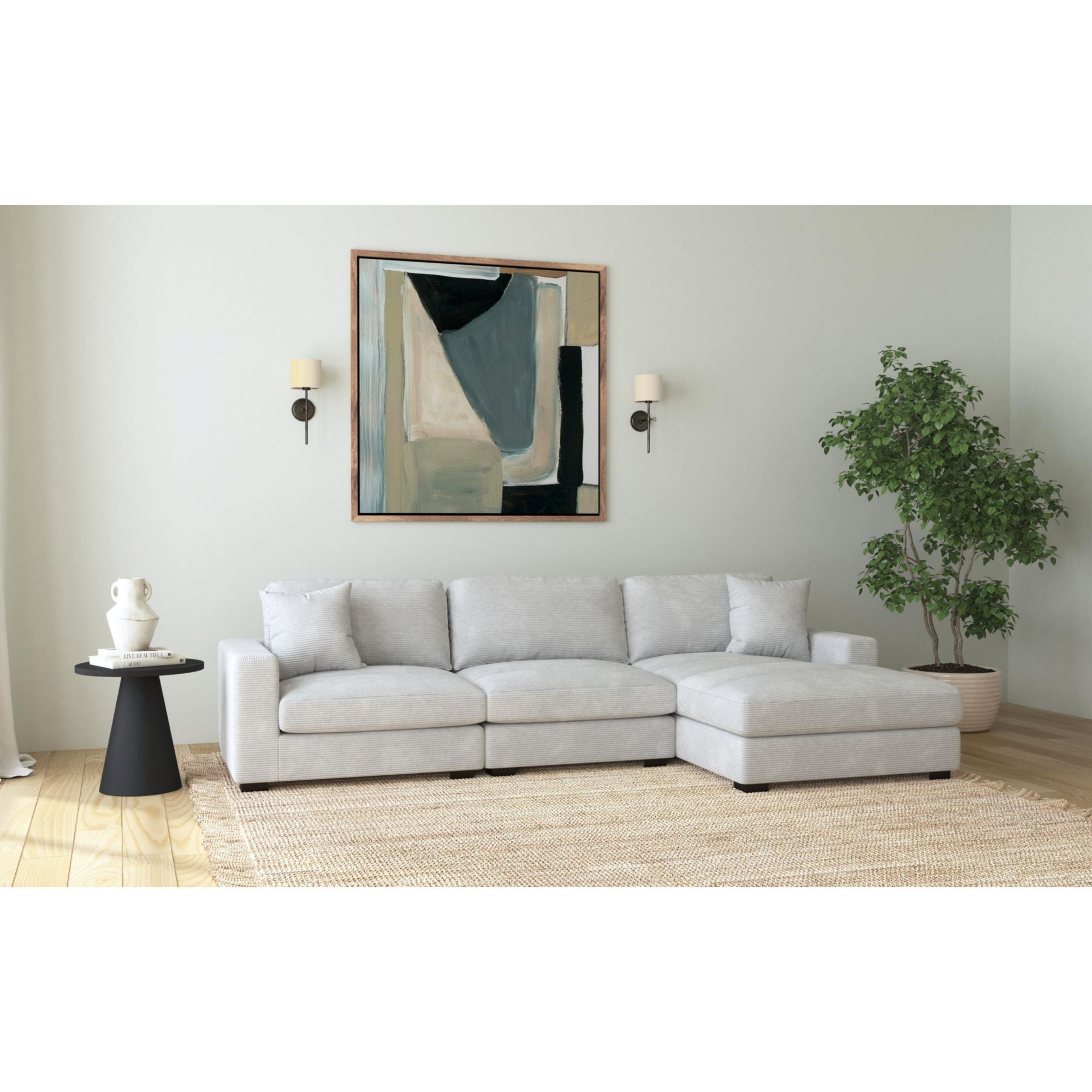 Arizona Modular LHF Armchair with 1 pillow 20" in Steno Stone – SKU U-8540-9443-140 | Elements