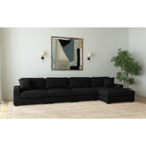Arizona Modular RHF Chaise with 1 pillow 20" in Steno Black – SKU U-8540-9446-157 | Elements