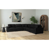 Arizona Modular RHF Armchair with 1 pillow 20" in Steno Black – SKU U-8540-9446-150 | Elements
