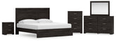 Tampa Furniture Outlet Lutz - Ashley Furniture - Belachime King Panel Bed, Dresser, Mirror, Chest and Nightstand - King Panel Bed, Dresser, Mirror, Chest and Nightstand - B2589B20