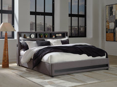 Tampa Furniture Outlet Lutz - Ashley Furniture - Verishaw Bedroom - King Upholstered Bed / Gray - PCB2721B21