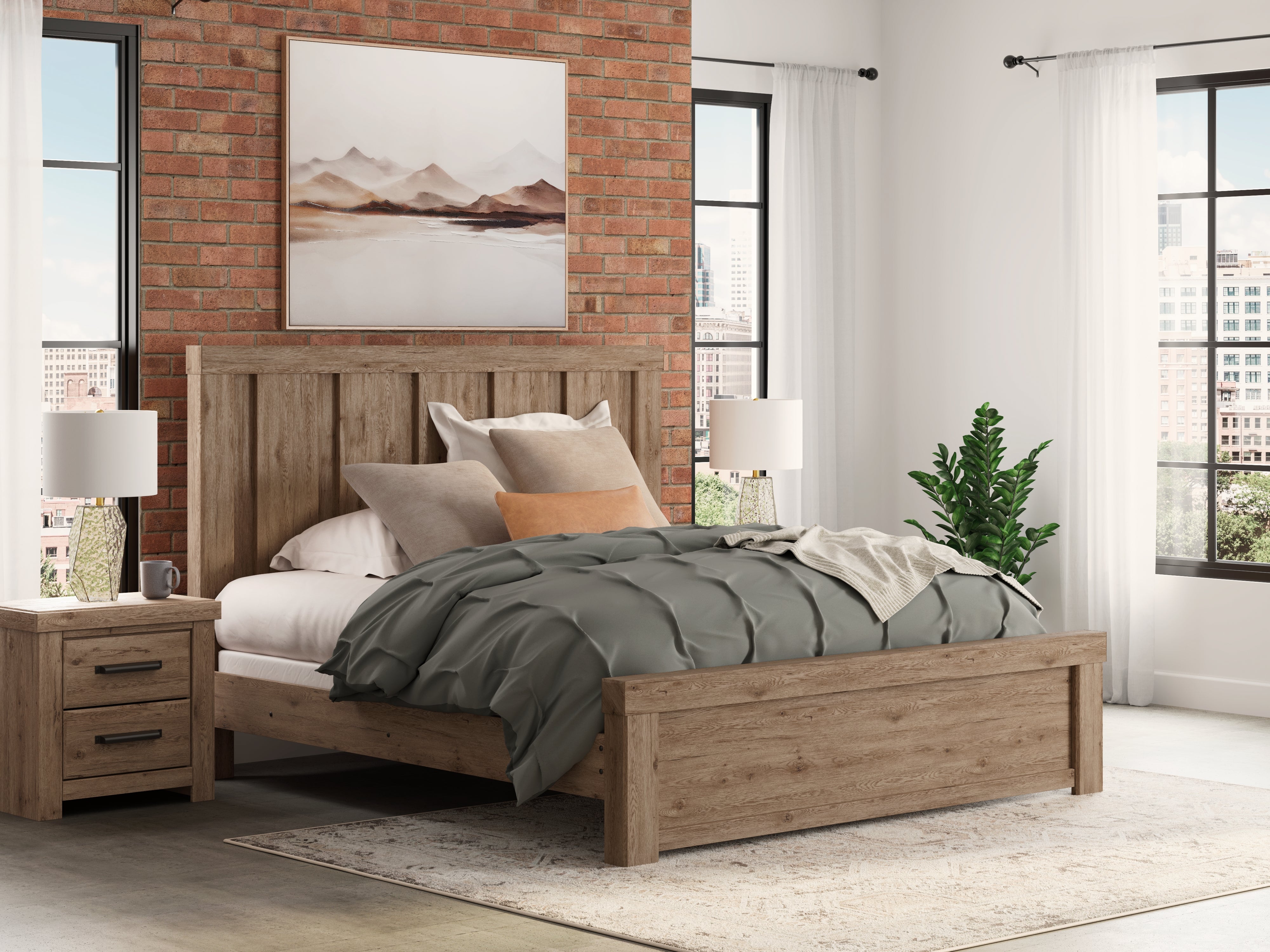 Tampa Furniture Outlet Lutz - Ashley Furniture - Oliandon Bedroom - King Panel Bed - PCB2844B6