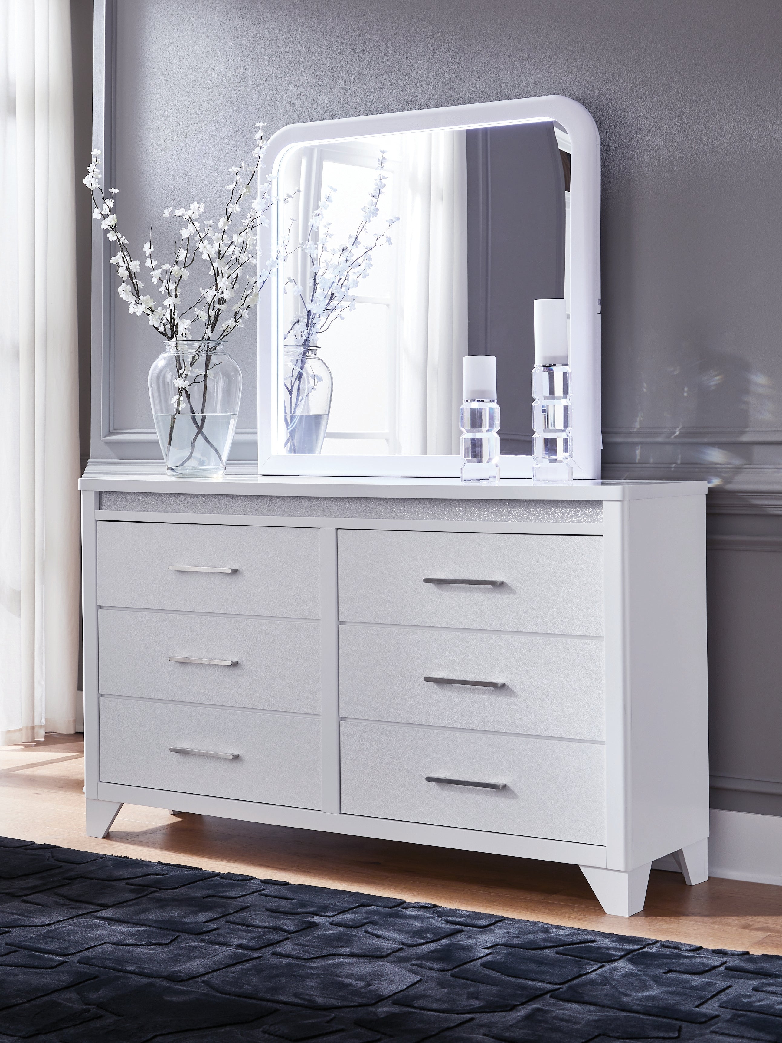 Tampa Furniture Outlet Lutz - Ashley Furniture - Jarlee Bedroom - Dresser and Mirror / White - PCB392B1