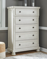 Tampa Furniture Outlet Lutz - Ashley Furniture - Robbinsdale Bedroom - Five Drawer Chest / Antique White - B742-46