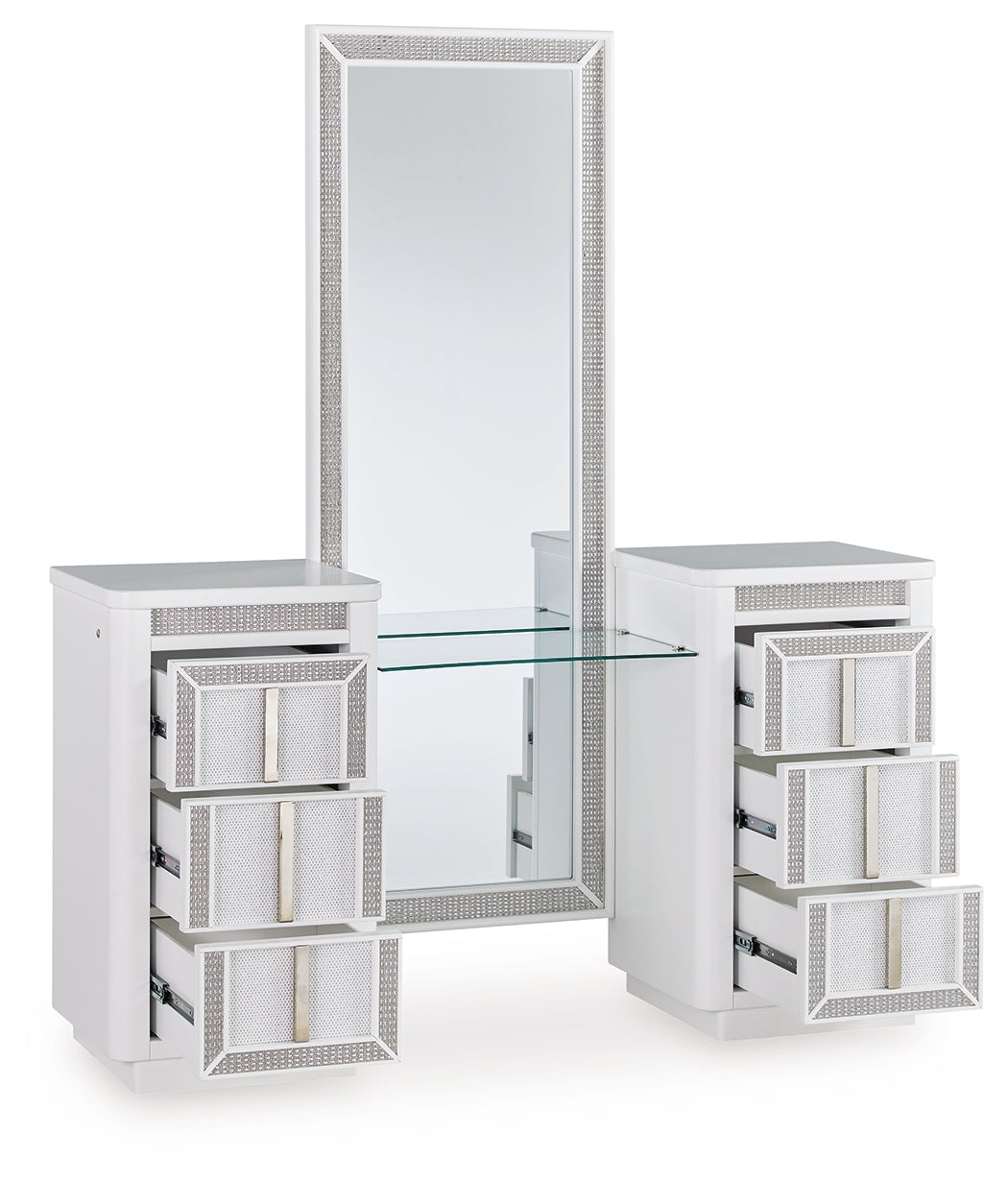 Tampa Furniture Outlet Lutz - Ashley Furniture - Chalanna Vanity with Mirror - Vanity with Mirror / White - B822B7