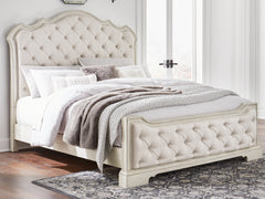 Tampa Furniture Outlet Lutz - Ashley Furniture - Arlendyne Bedroom - King Upholstered Bed / Antique White - B980B4