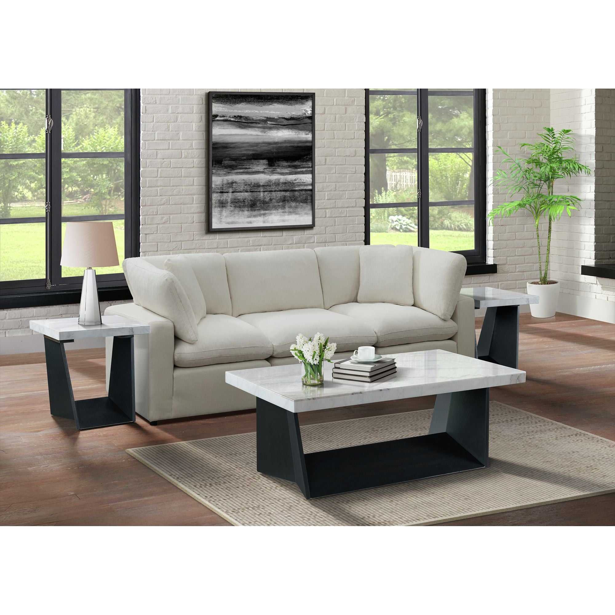 Beckley End Table Complete in White Marble Top – SKU CTBY100ETC | Elements