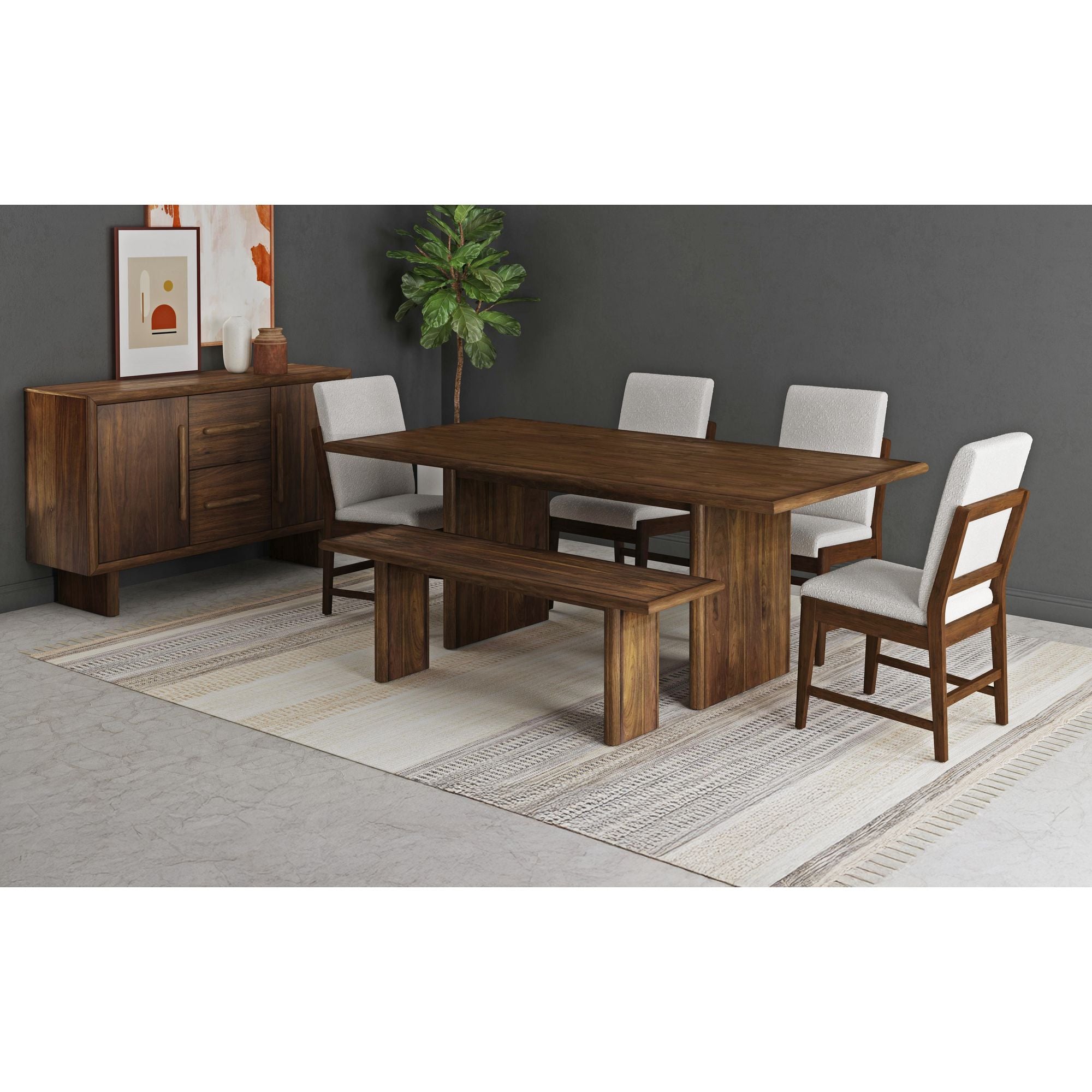 Brisbane Dining Side Chair with Boucle Beige Fabric in Brown (2 Per Carton) – SKU D-16760-5-SC2 | Elements