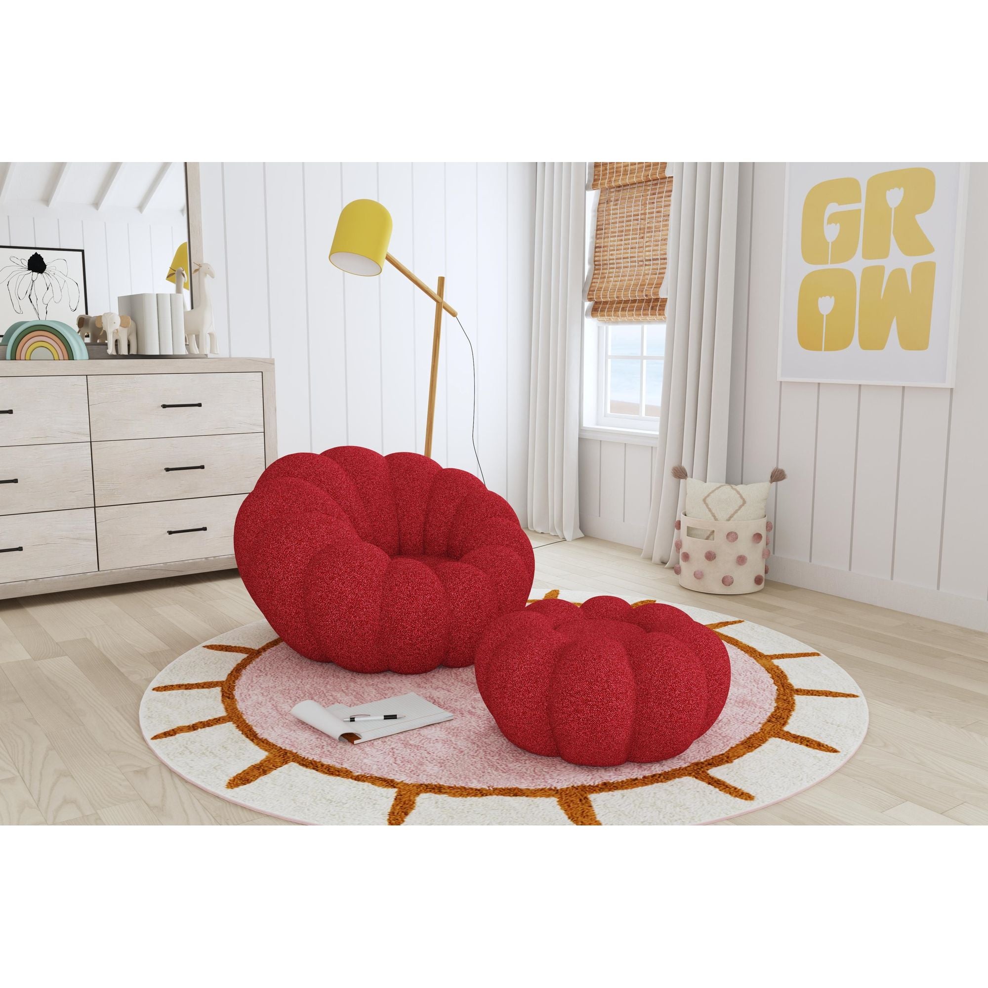 Bubble Swivel Chair and Ottoman in Red – SKU Y-13930-14-CHOT | Elements