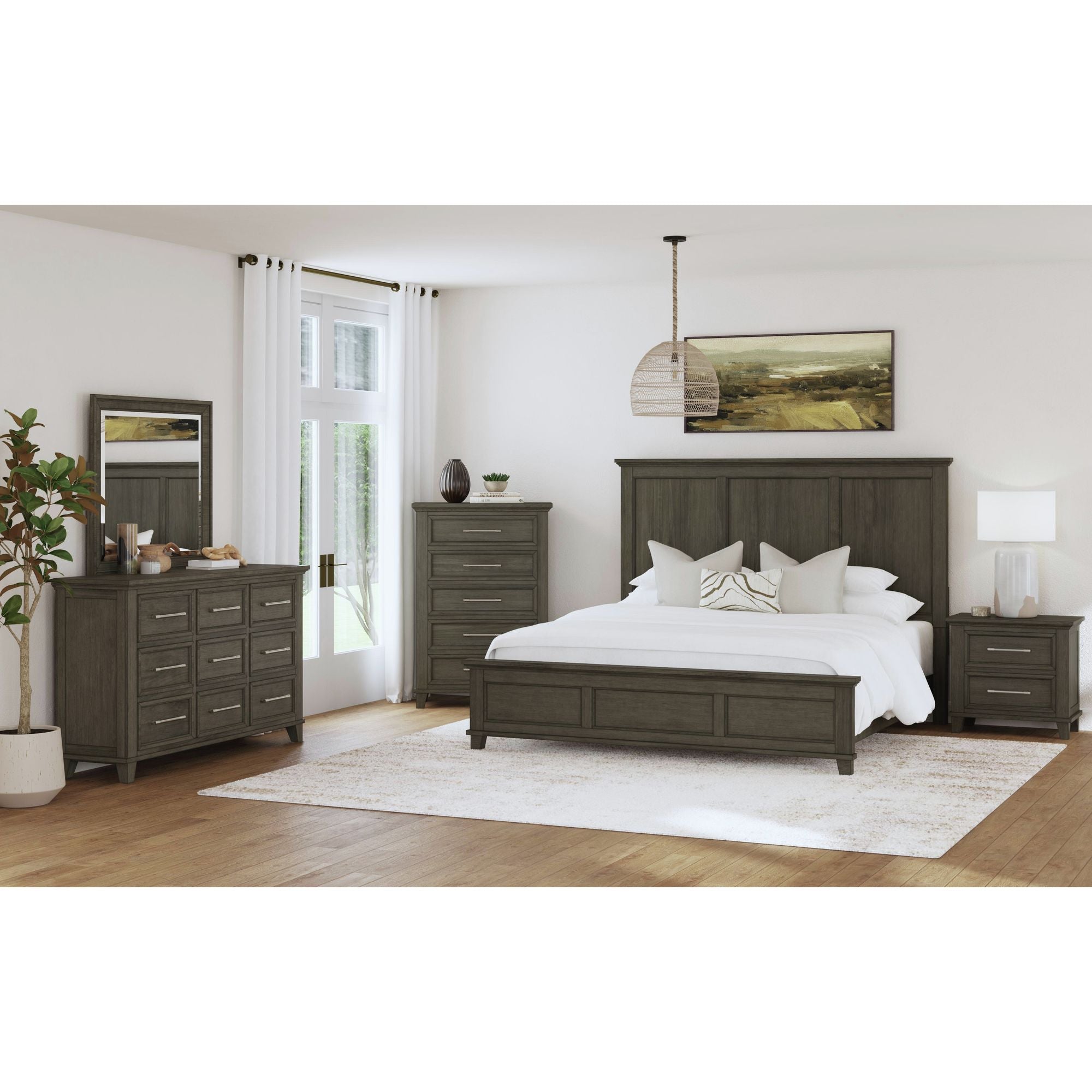 Canterbury Queen Panel Bed in Grey – SKU B-13030-3-QB | Elements