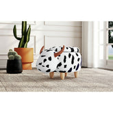Cow Storage Stool in White and Black – SKU Y-13860-7-ST | Elements