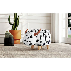 Cow Storage Stool in White and Black – SKU Y-13860-7-ST | Elements