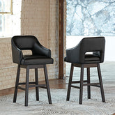 Tampa Furniture Outlet Lutz - Ashley Furniture - Tallenger Dining Room - Bar Height Bar Stool (Set of 2) / Black/Dark Brown - D380-930X2