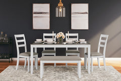 Tampa Furniture Outlet Lutz - Ashley Furniture - Stonehollow Dining Room - RECT DRM Table Set (6/CN) / White/Gray - D382-325