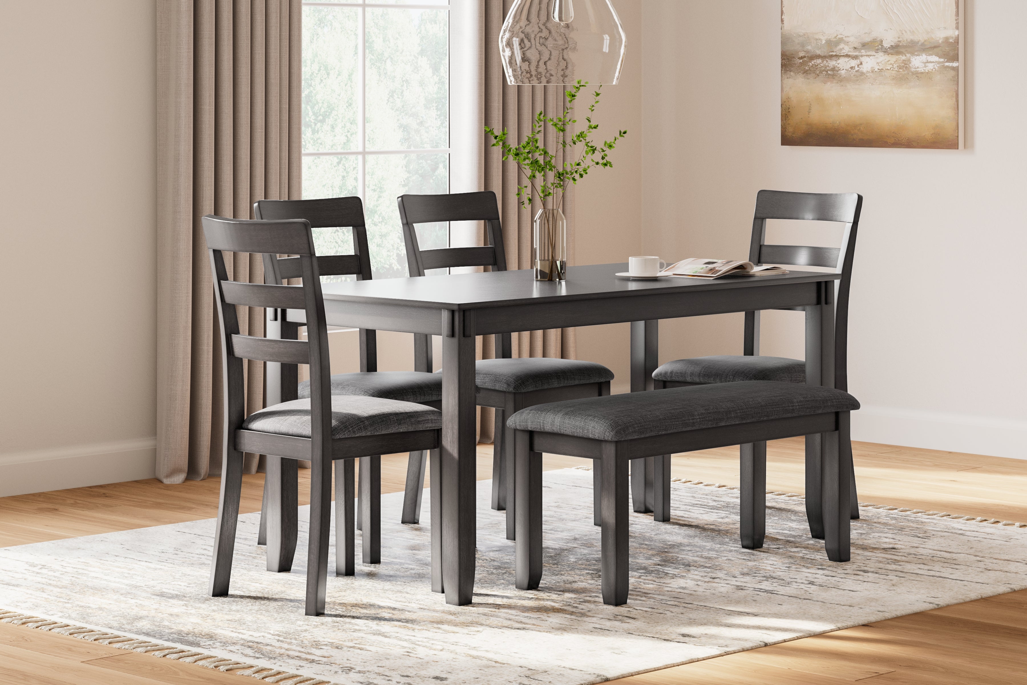Tampa Furniture Outlet Lutz - Ashley Furniture - Bridson Dining Room - RECT DRM Table Set (6/CN) / Gray - D383-325