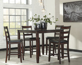 Tampa Furniture Outlet Lutz - Ashley Furniture - Coviar Dining Room - DRM Counter Table Set (5/CN) / Brown - D385-223