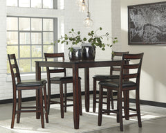 Tampa Furniture Outlet Lutz - Ashley Furniture - Coviar Dining Room - DRM Counter Table Set (5/CN) / Brown - D385-223