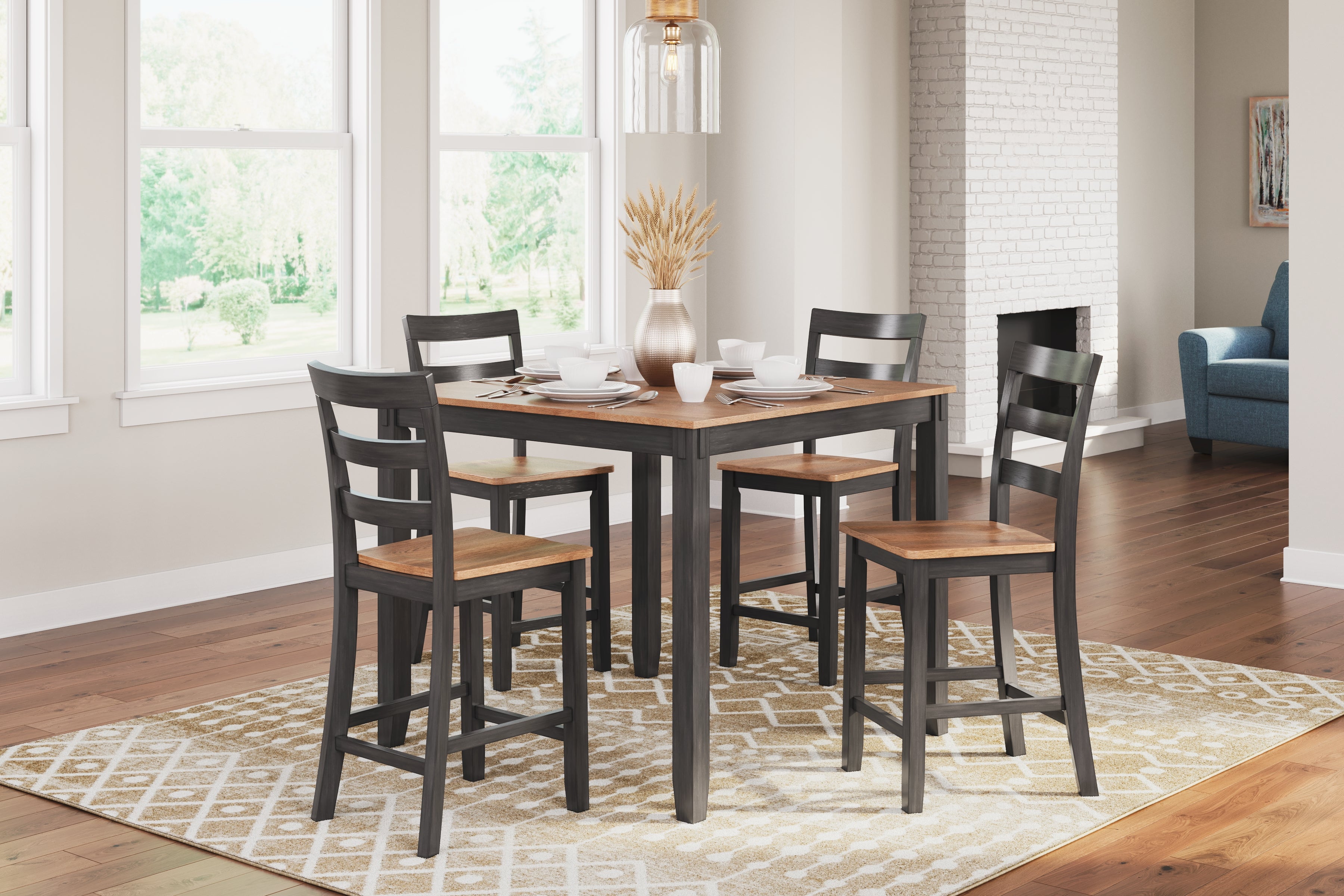 Tampa Furniture Outlet Lutz - Ashley Furniture - Gesthaven Dining Room - DRM Counter Table Set (5/CN) / Natural/Brown - D396-223
