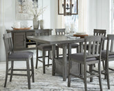 Tampa Furniture Outlet Lutz - Ashley Furniture - Hallanden Dining Room - RECT DRM Counter EXT Table / Gray - D589-42