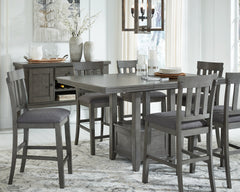 Tampa Furniture Outlet Lutz - Ashley Furniture - Hallanden Dining Room - RECT DRM Counter EXT Table / Gray - D589-42