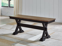 Tampa Furniture Outlet Lutz - Ashley Furniture - Wildenauer Dining Room - Large Dining Room Bench / Brown/Black / 48"W x 16"D x 19"H - D634-00