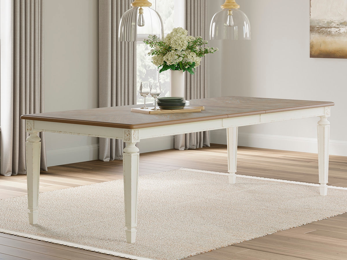 Tampa Furniture Outlet Lutz - Ashley Furniture - Realyn Dining Room - RECT Dining Room EXT Table / Chipped White - D743-45