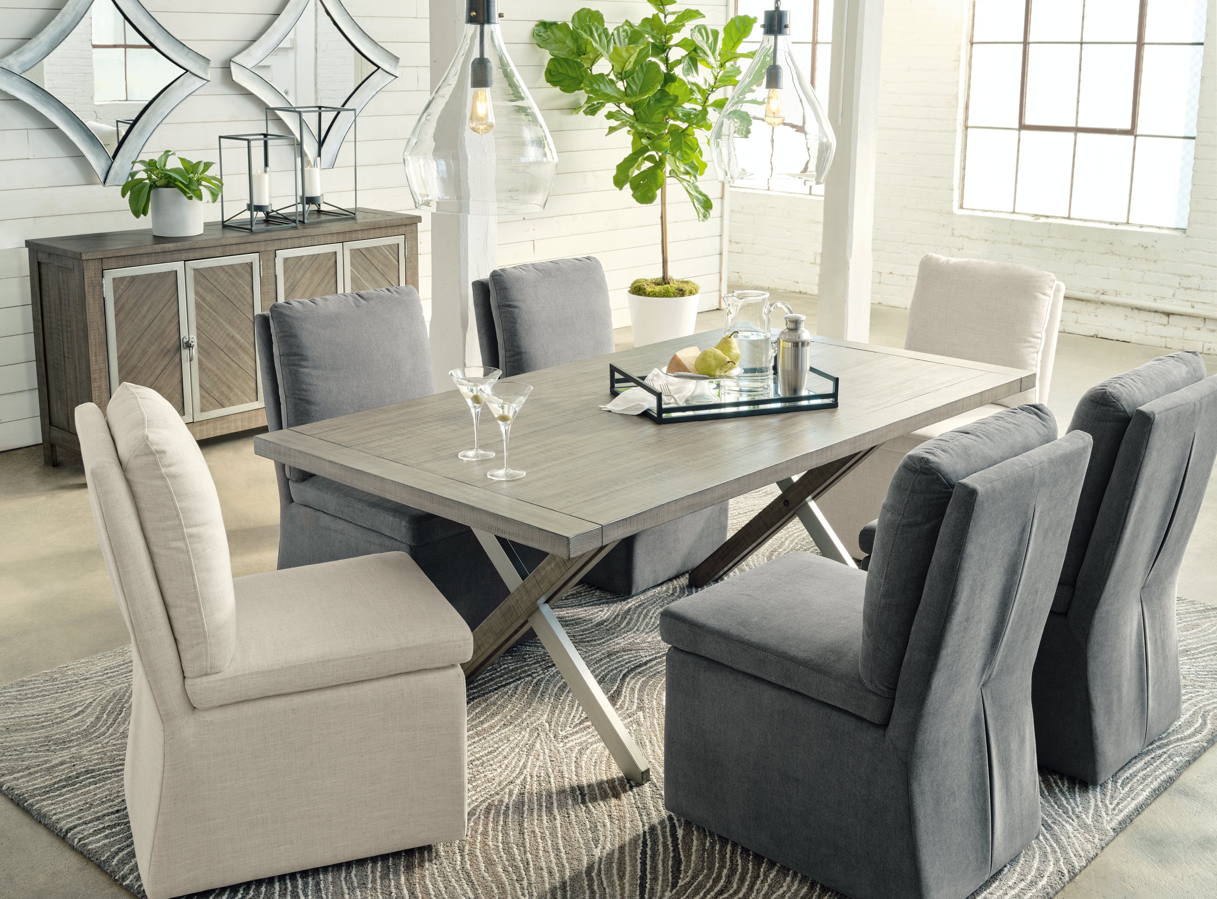 Tampa Furniture Outlet Lutz - Ashley Furniture - Krystanza Dining Room - Rectangular Dining Room Table / Weathered Gray - D766-25