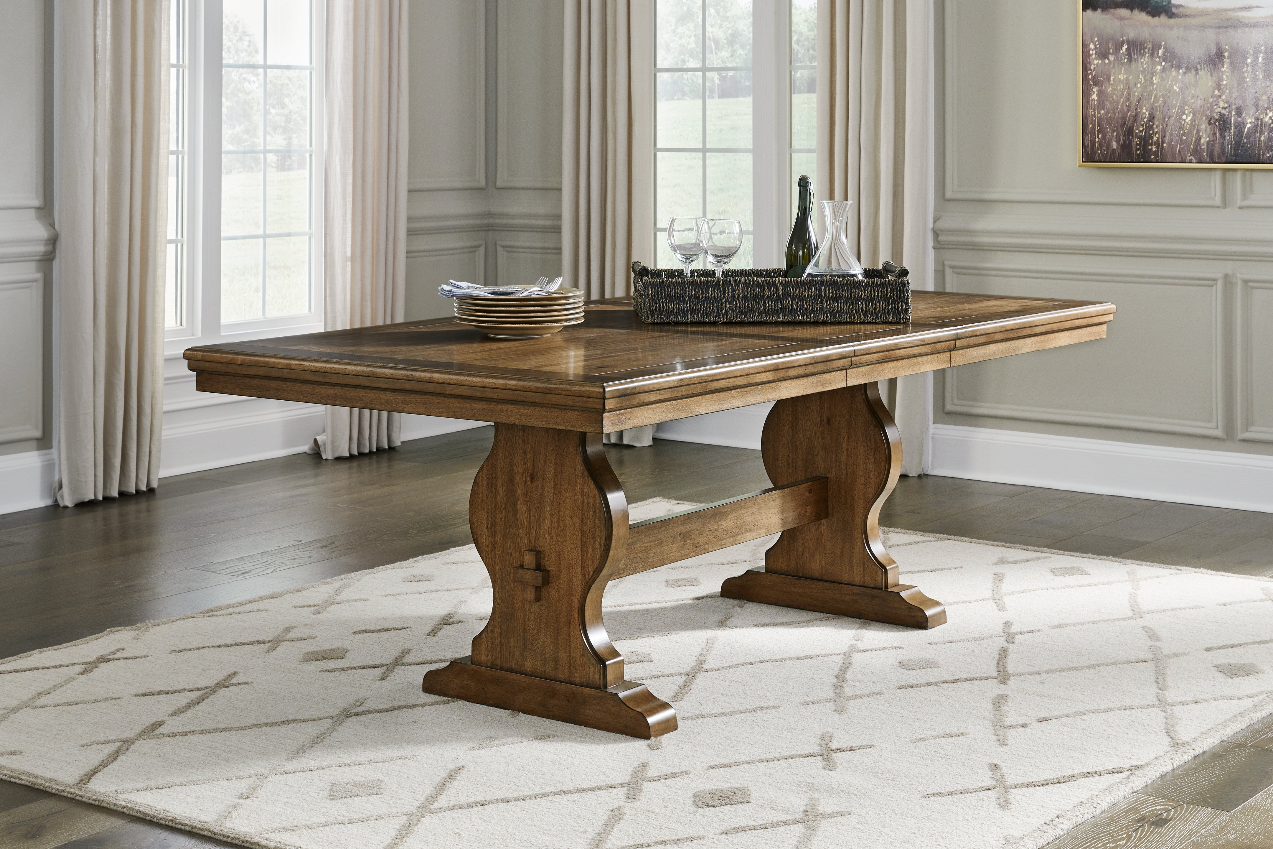 Tampa Furniture Outlet Lutz - Ashley Furniture - Sturlayne Dining Room - RECT Dining Room EXT Table / Brown - D787-35