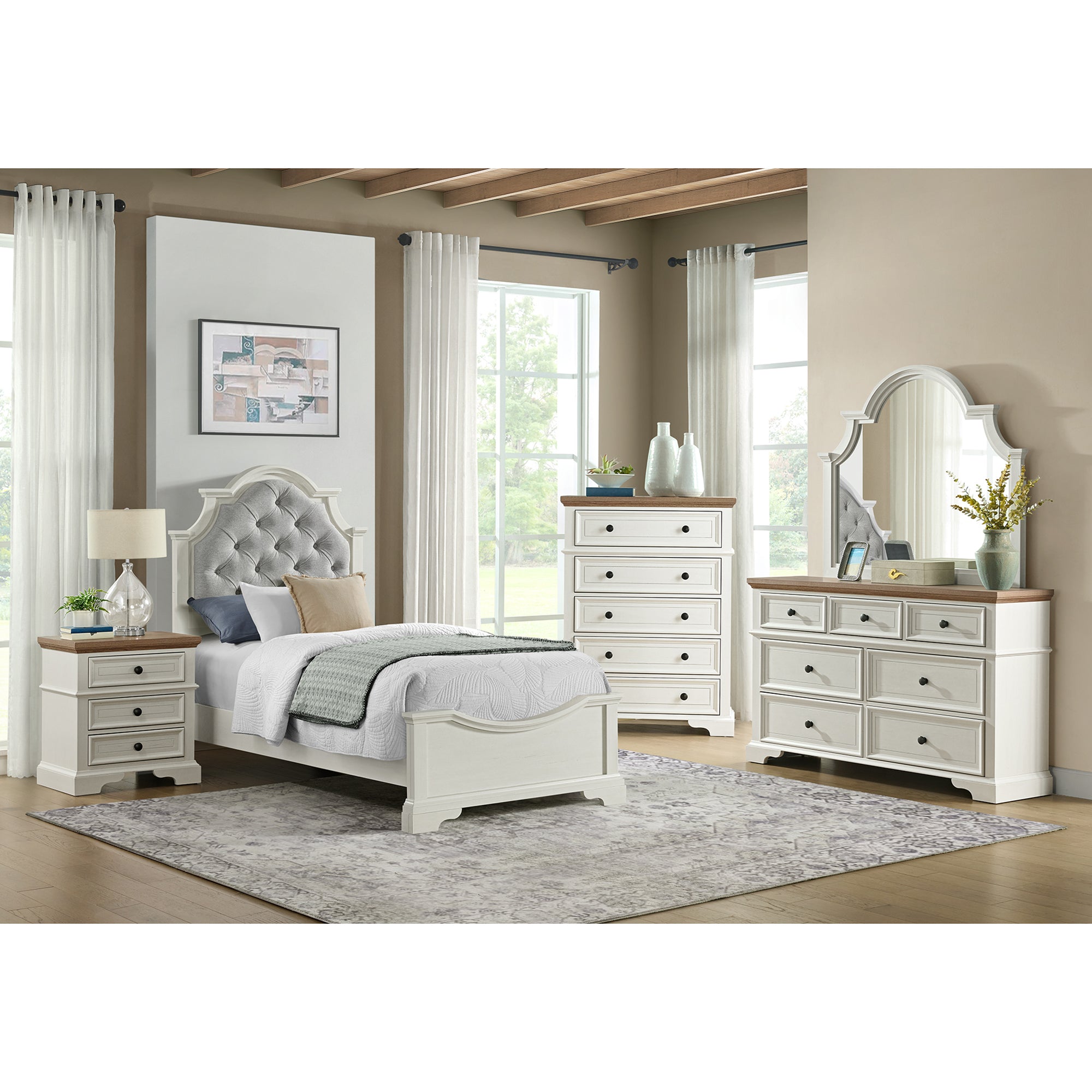Eastwood Youth Twin UPH Bed in Off-White – SKU Y-13160-7-TUB | Elements