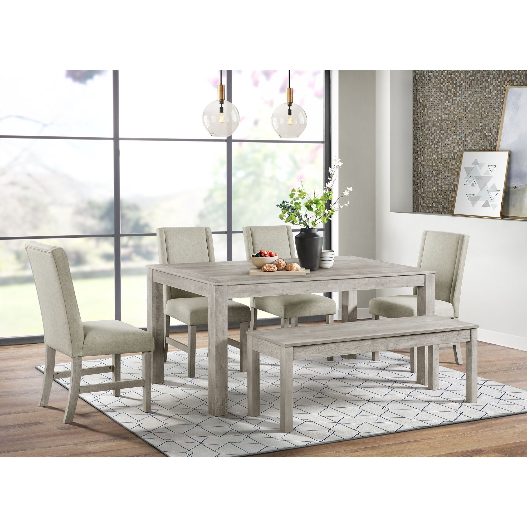 Eleanor Rectangular Dining Table in White – SKU D-6460-3-DT | Elements