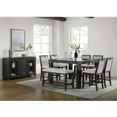 Elodie Counter Bench with Grey Fabric in Charcoal