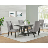 Everdeen Side Chair w/ Grey Fabric and Nail Heads in Charcoal (2 Per Carton) – SKU D-4930-7-SC | Elements
