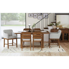 Glinda Counter Chair with Light Grey Fabric in Brown (2 Per Carton)