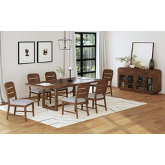 Glinda Dining Side Chair with Light Grey Fabric in Brown (2 Per Carton)