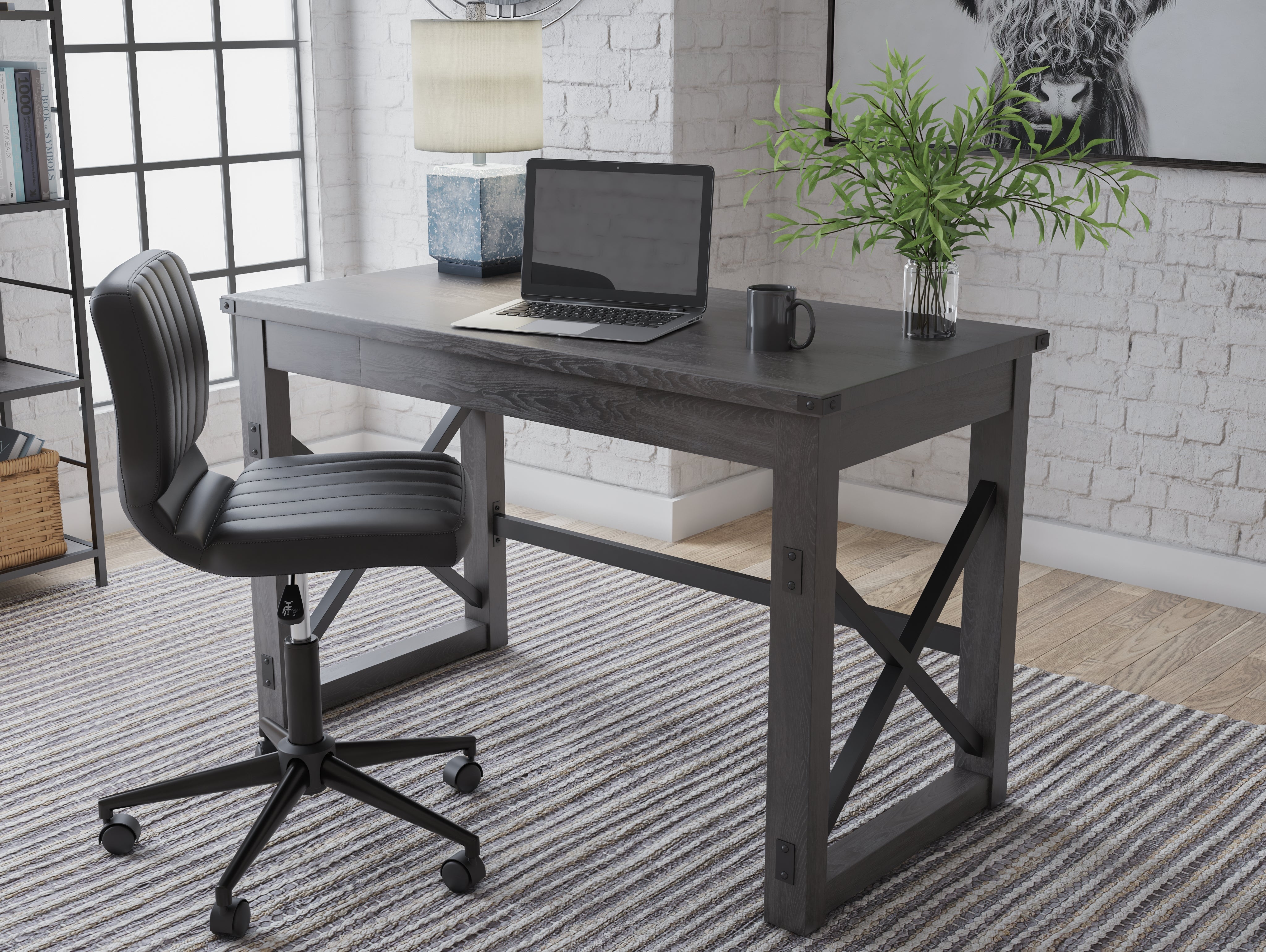 Tampa Furniture Outlet Lutz - Ashley Furniture - Freedan Office Desk - Home Office Desk / Grayish Brown - H286-26