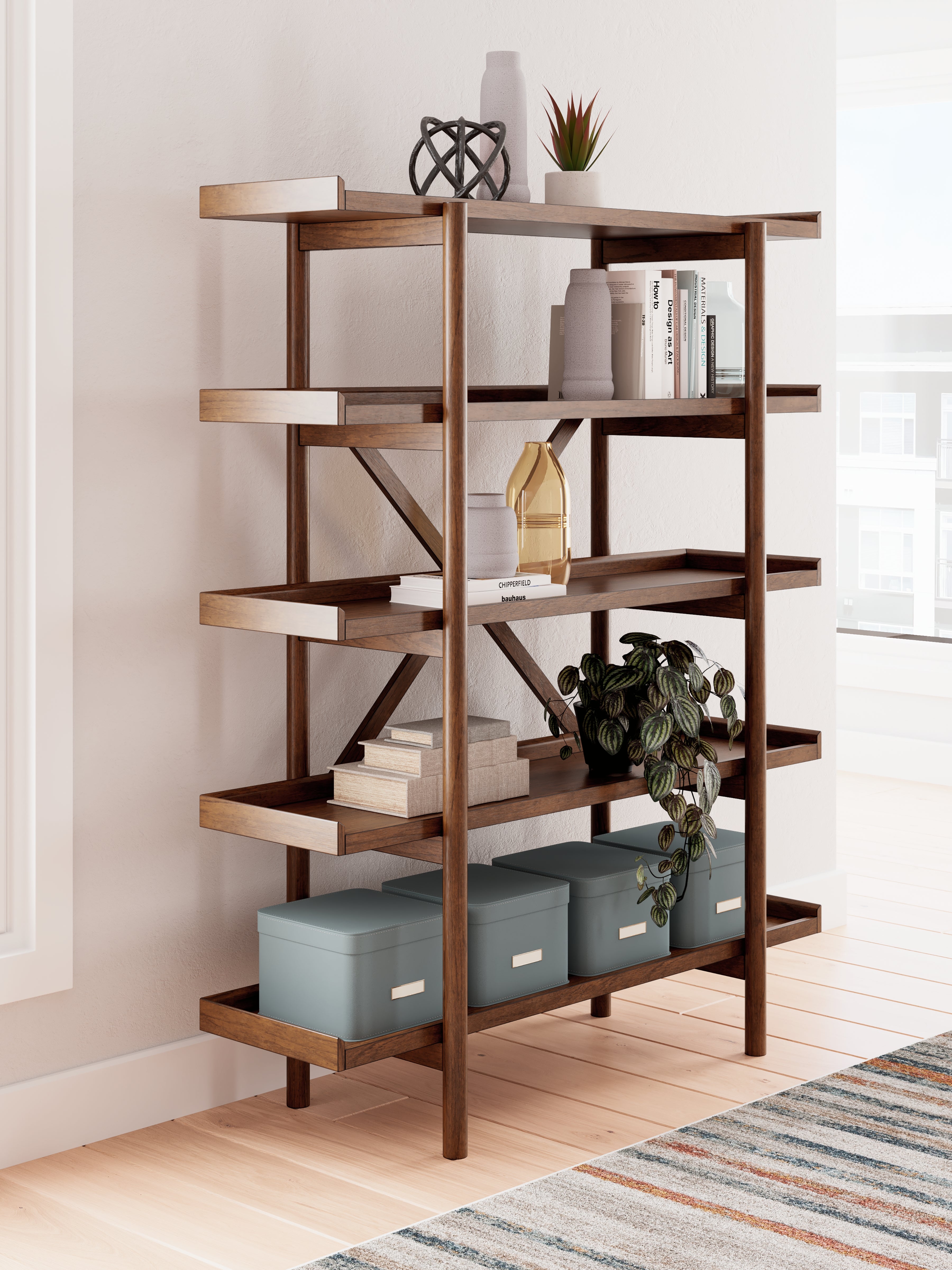 Tampa Furniture Outlet Lutz - Ashley Furniture - Lyncott Bookcase - Bookcase / Brown - H615-70