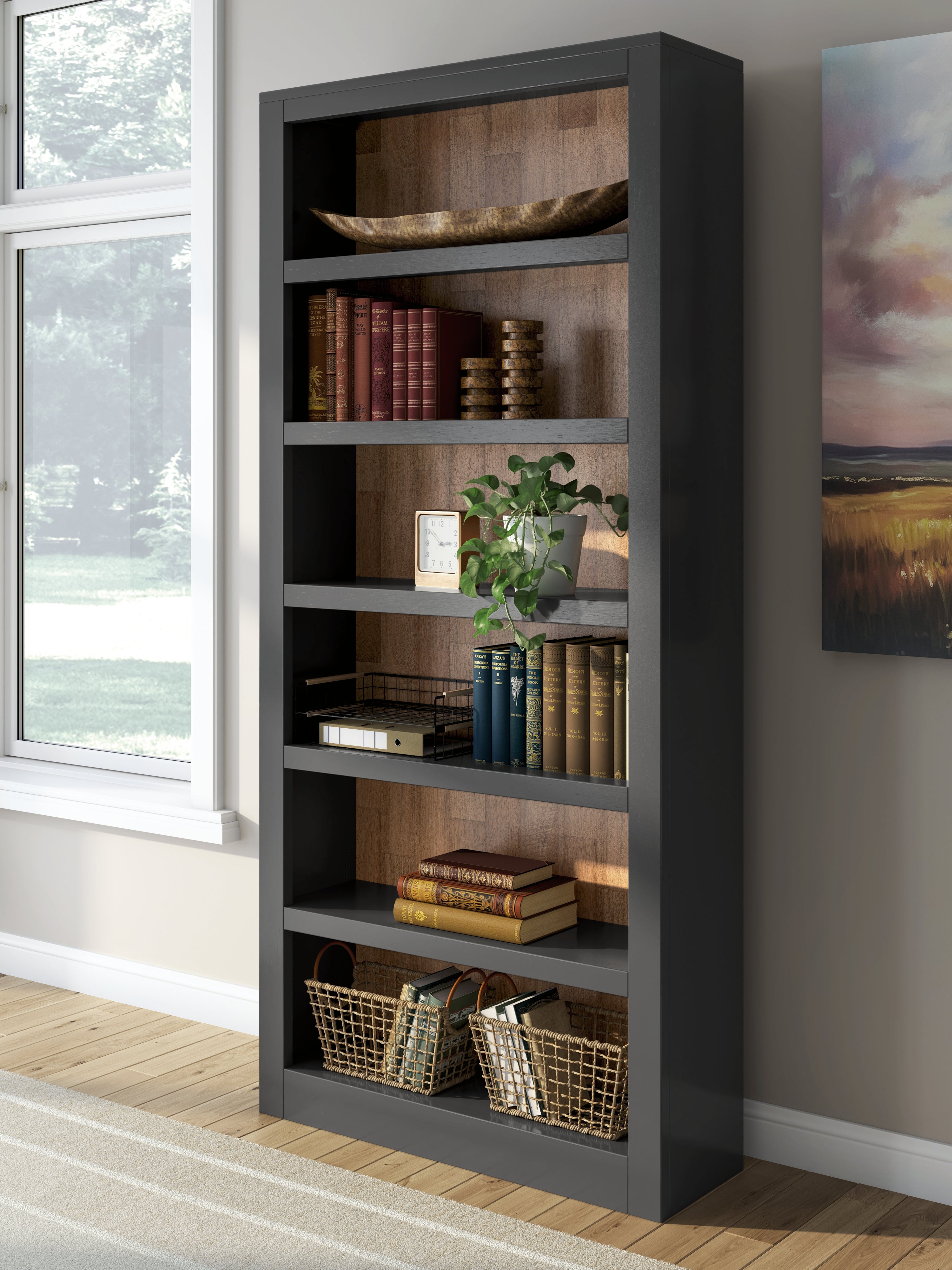 Tampa Furniture Outlet Lutz - Ashley Furniture - Wildenauer Bookcase - Bookcase / Brown/Black - H664-70
