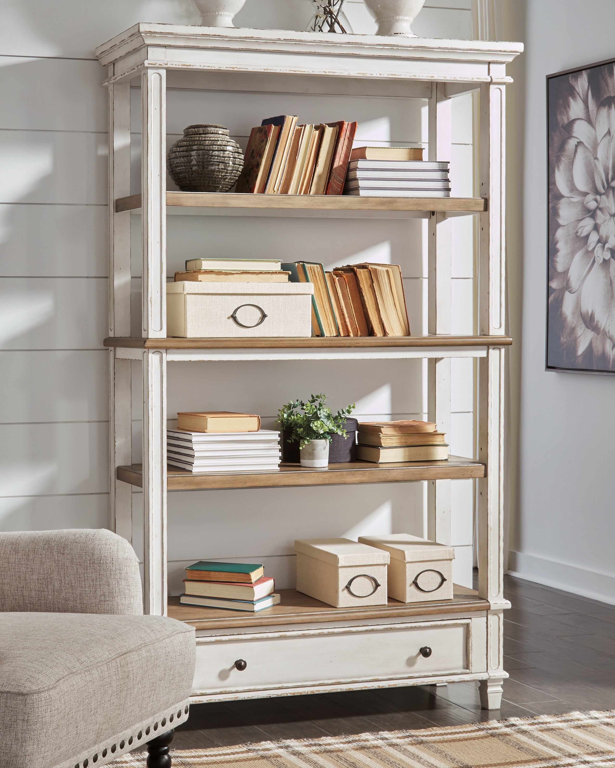 Tampa Furniture Outlet Lutz - Ashley Furniture - Realyn Bookcase - Bookcase / Brown/White - H743-70