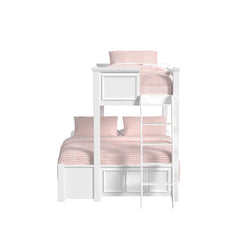 Hampton Kids Twin Over Full Bunk with Ladder in White