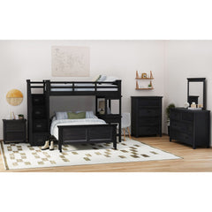 Hampton Kids Twin Over Full Loft with Staircase and Desk with Speaker in Charcoal – SKU Y-15760-8-L4 | Elements