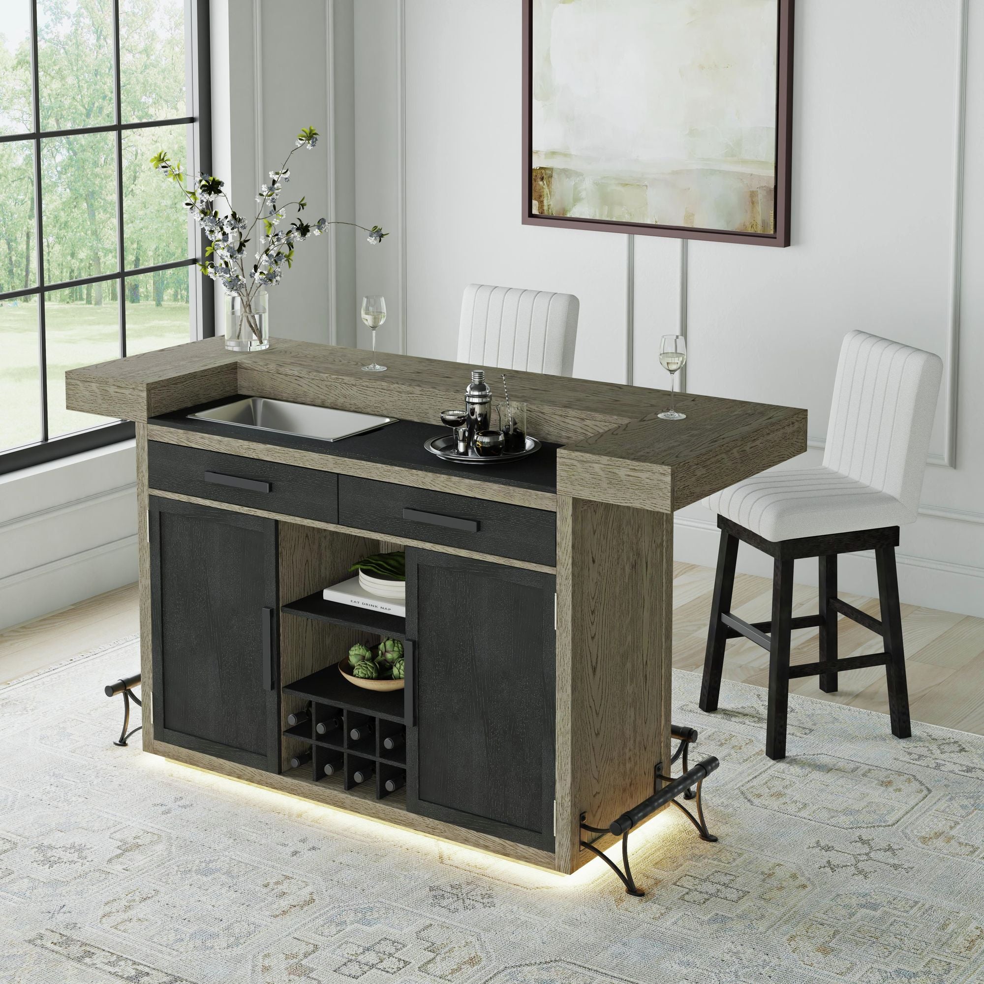Jemma Swivel Bar Stool with Beige Linen in Dark Espresso (2 Per Carton) – SKU DA-7570-5-BST | Elements
