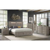 Kelis Queen Panel 4PC Bedroom Set with LED in Grey – SKU B-9770-3-QBL-4PC | Elements